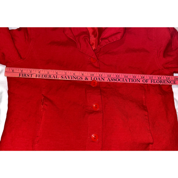 Vintage Herman Geist Linen Cropped Button Up Blazer Jacket Petites Sz 10 Lined - Picture 5 of 5